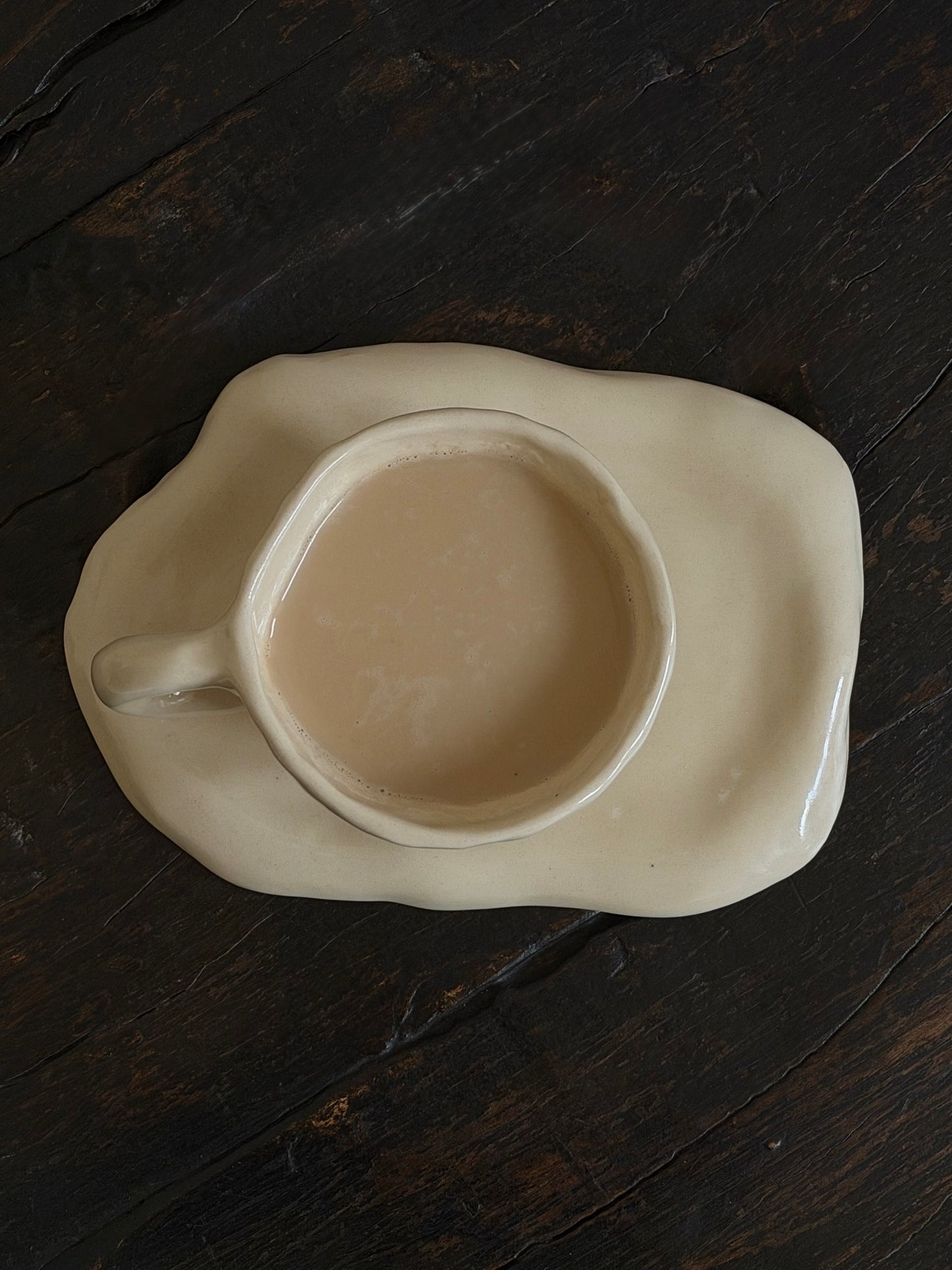 Aesthetic mok met oor beige