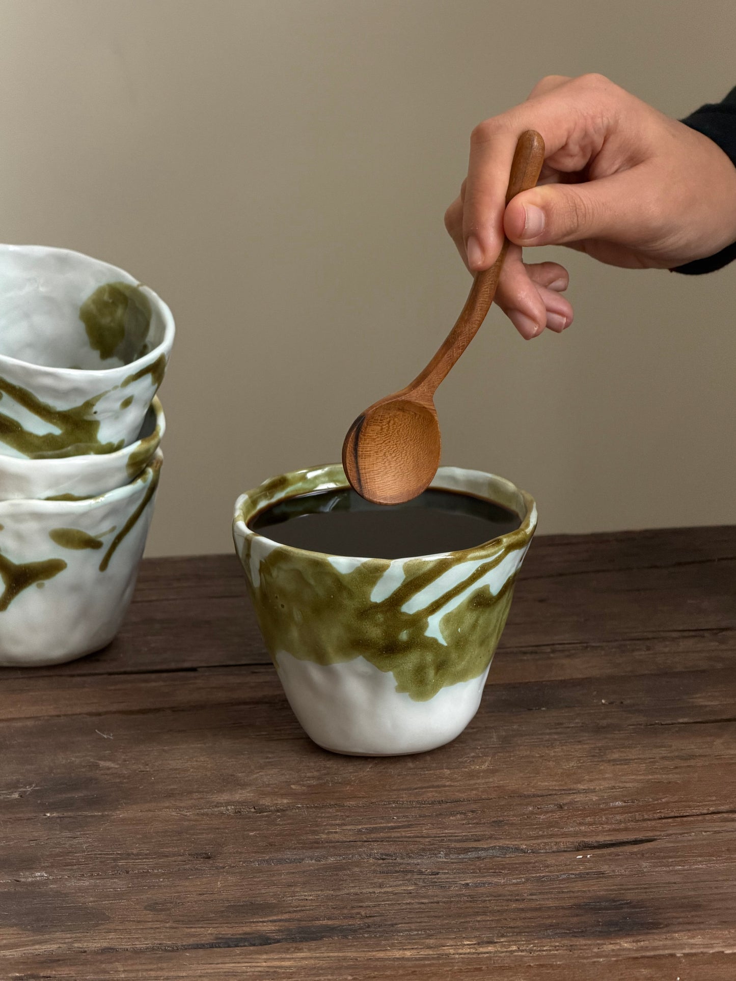 Aesthetic mok wit met groen - XL