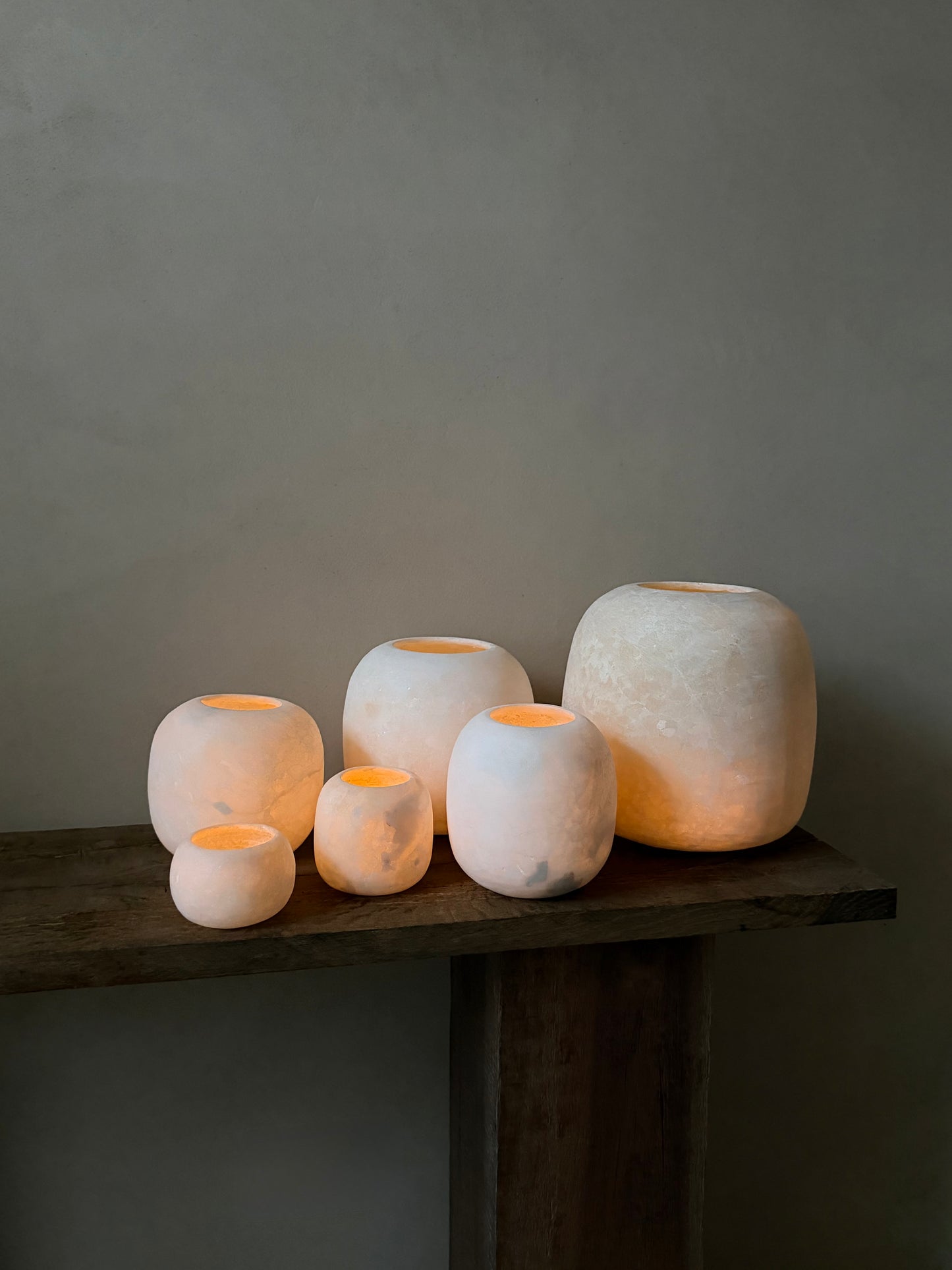 Albasten waxinelichthouder rond