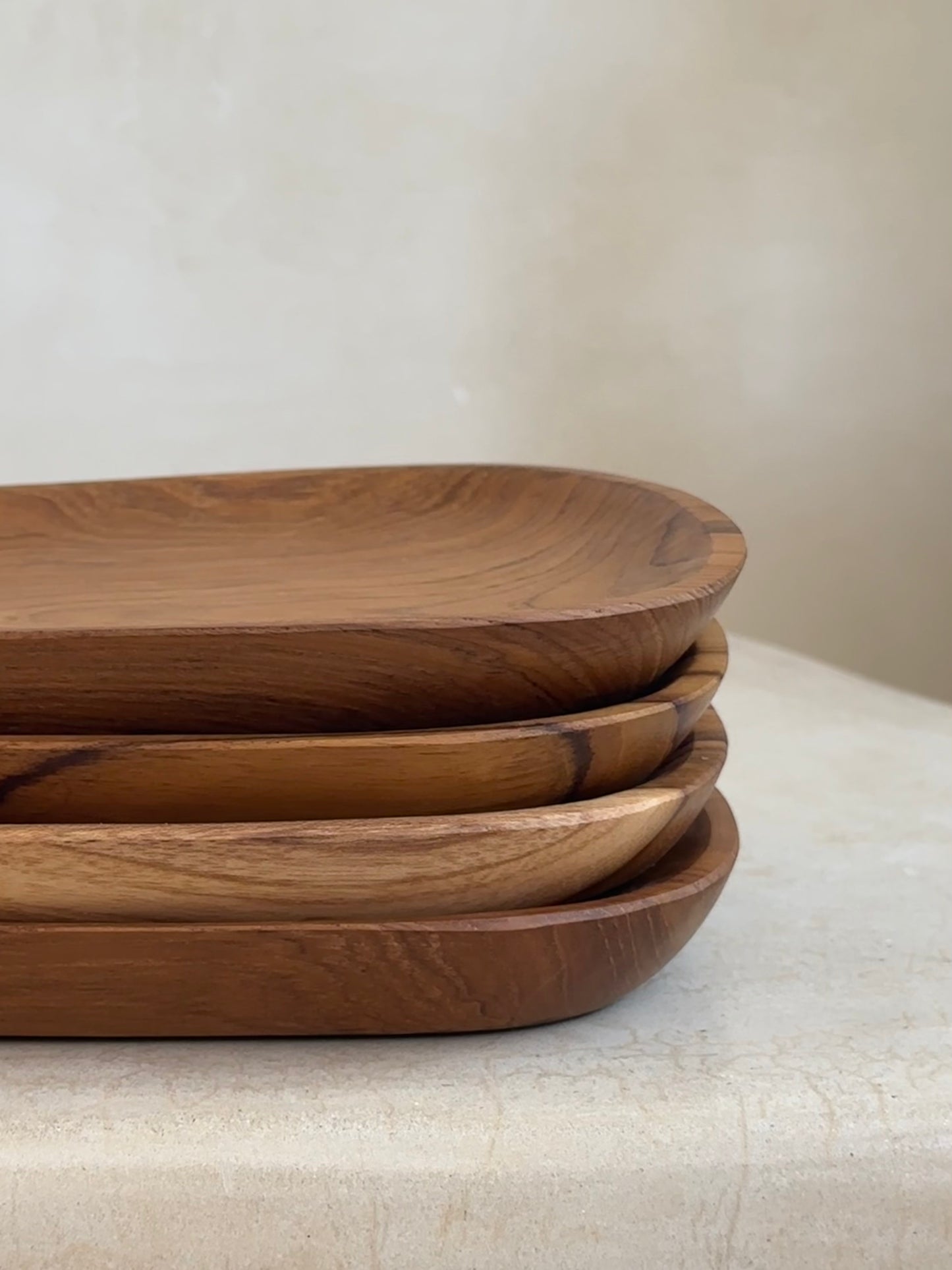 Teakhouten asymmetrische bord