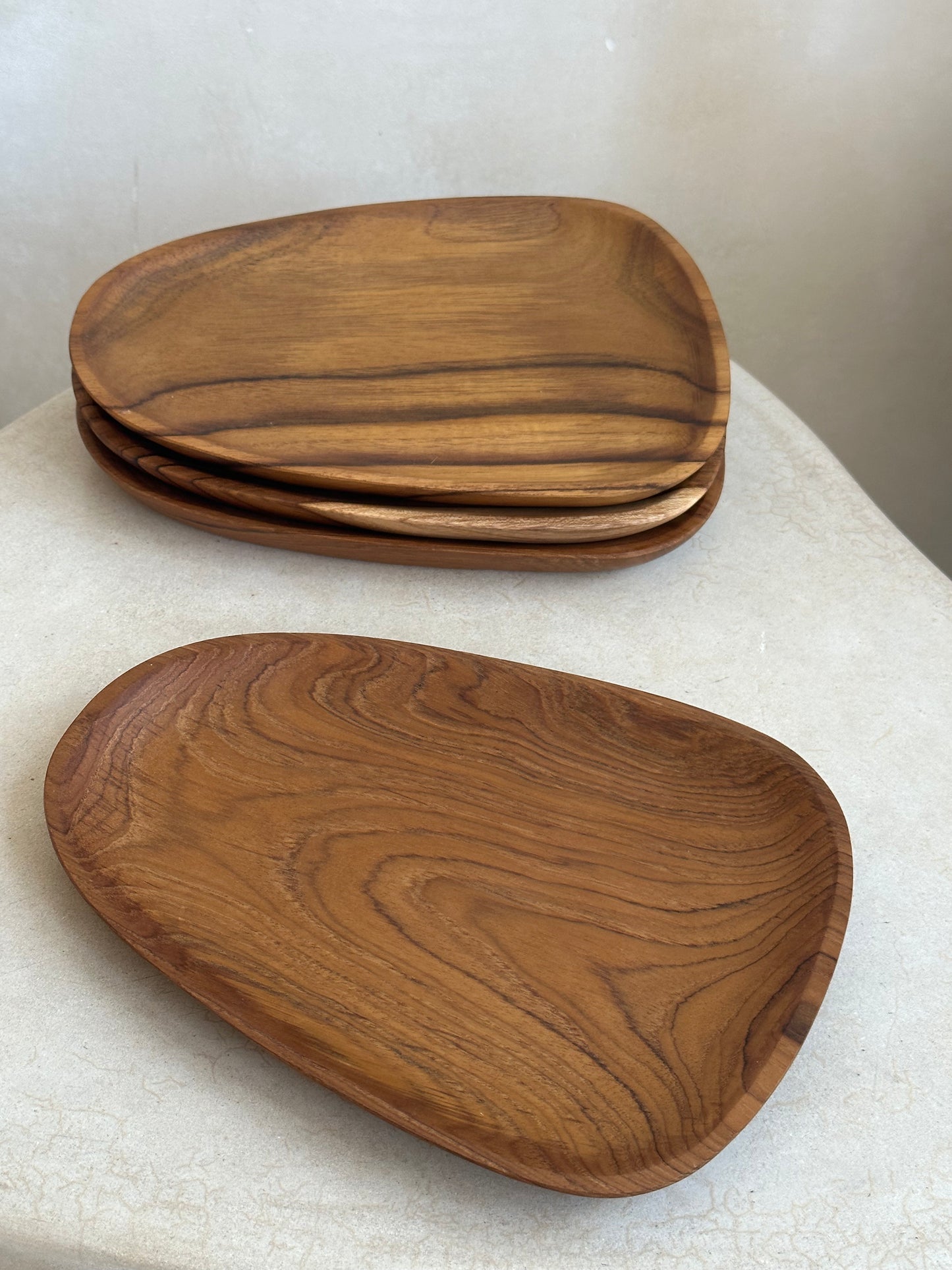 Teakhouten asymmetrische bord
