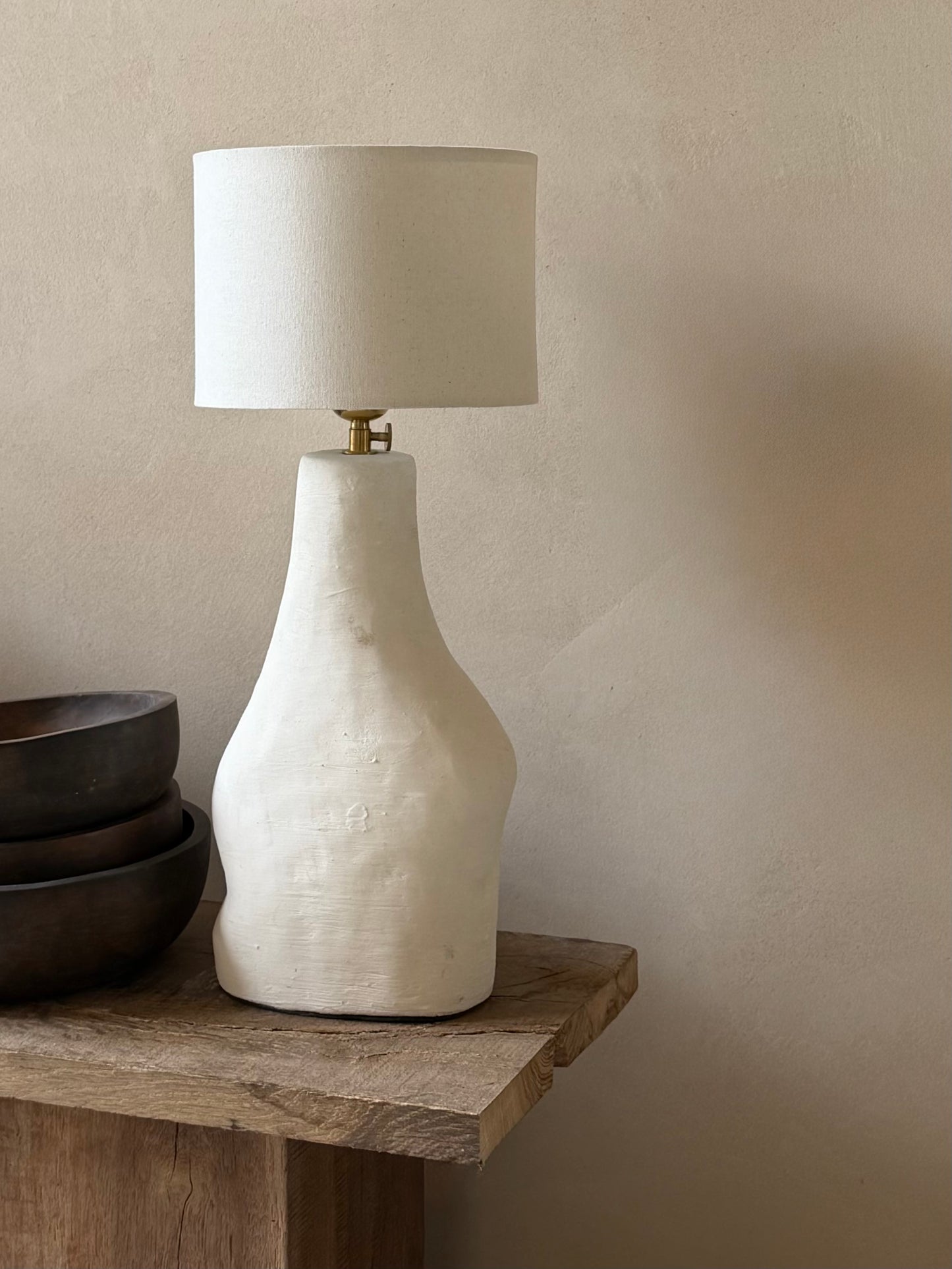 Aardewerk lamp + lampenkap