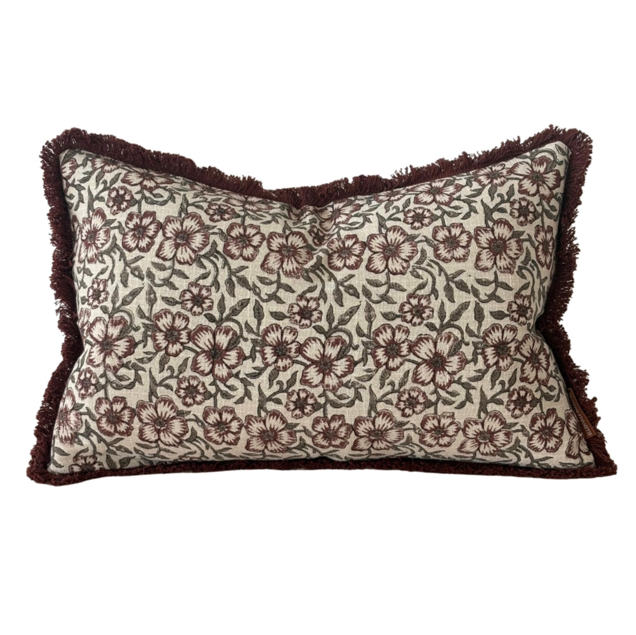 Sadie - bordeaux bloemig kussenhoes