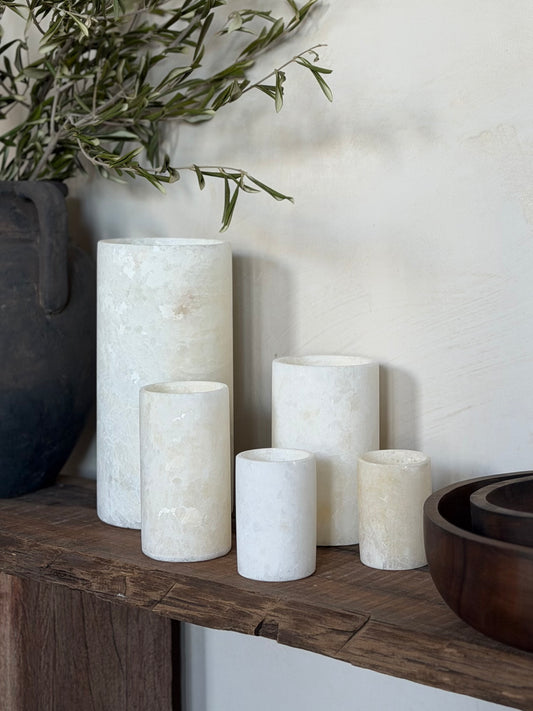 Albasten waxinelichthouder cilinder