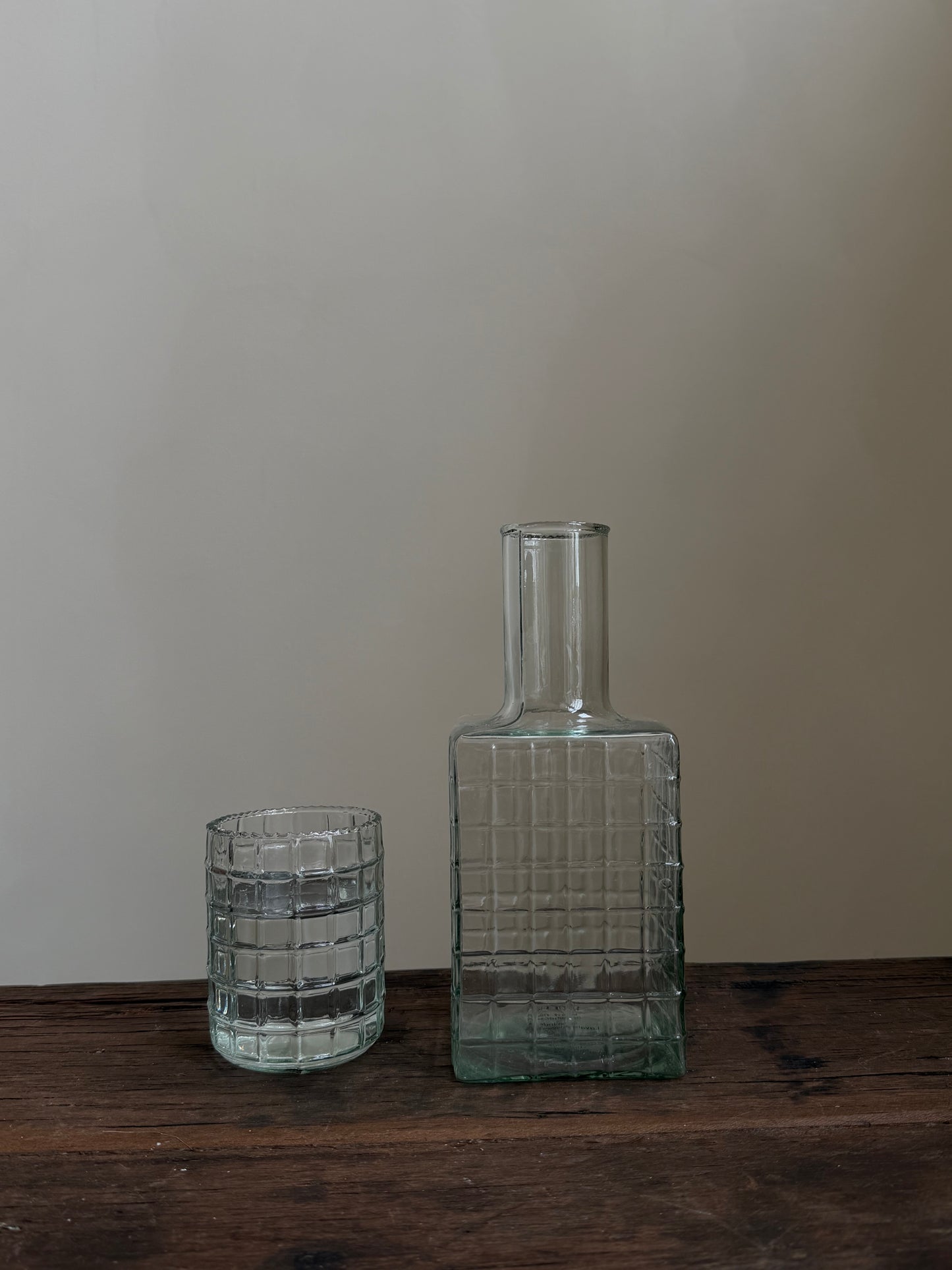 Ruffle glazen nachtkaraffenset met glas