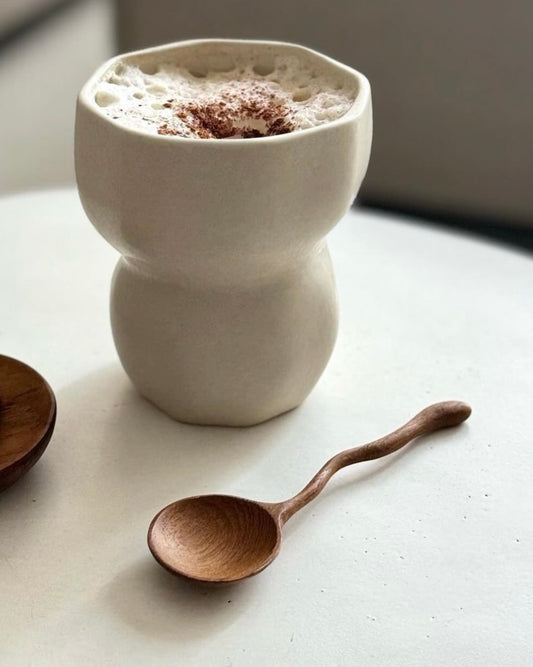 Organische teakhouten lepel