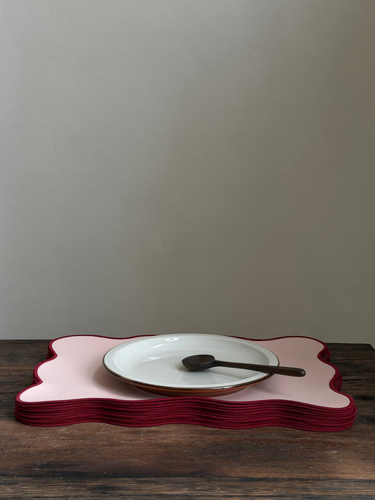 Placemat rechthoekig- rode rand