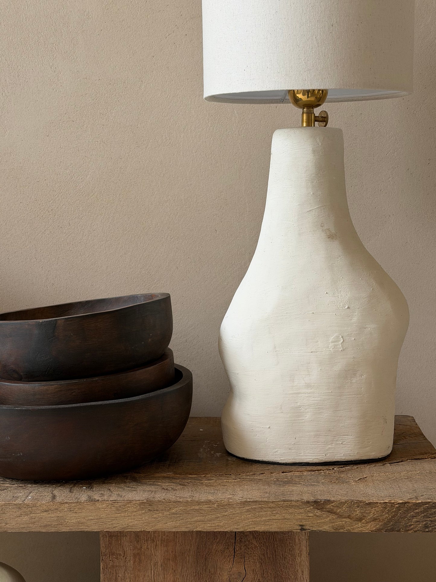 Aardewerk lamp + lampenkap