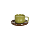 Khaki chic kopje met bijpassend bruin schoteltje D12 H7,5 cm