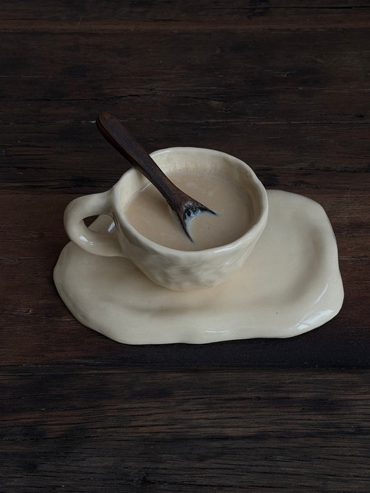 Aesthetic mok met oor beige