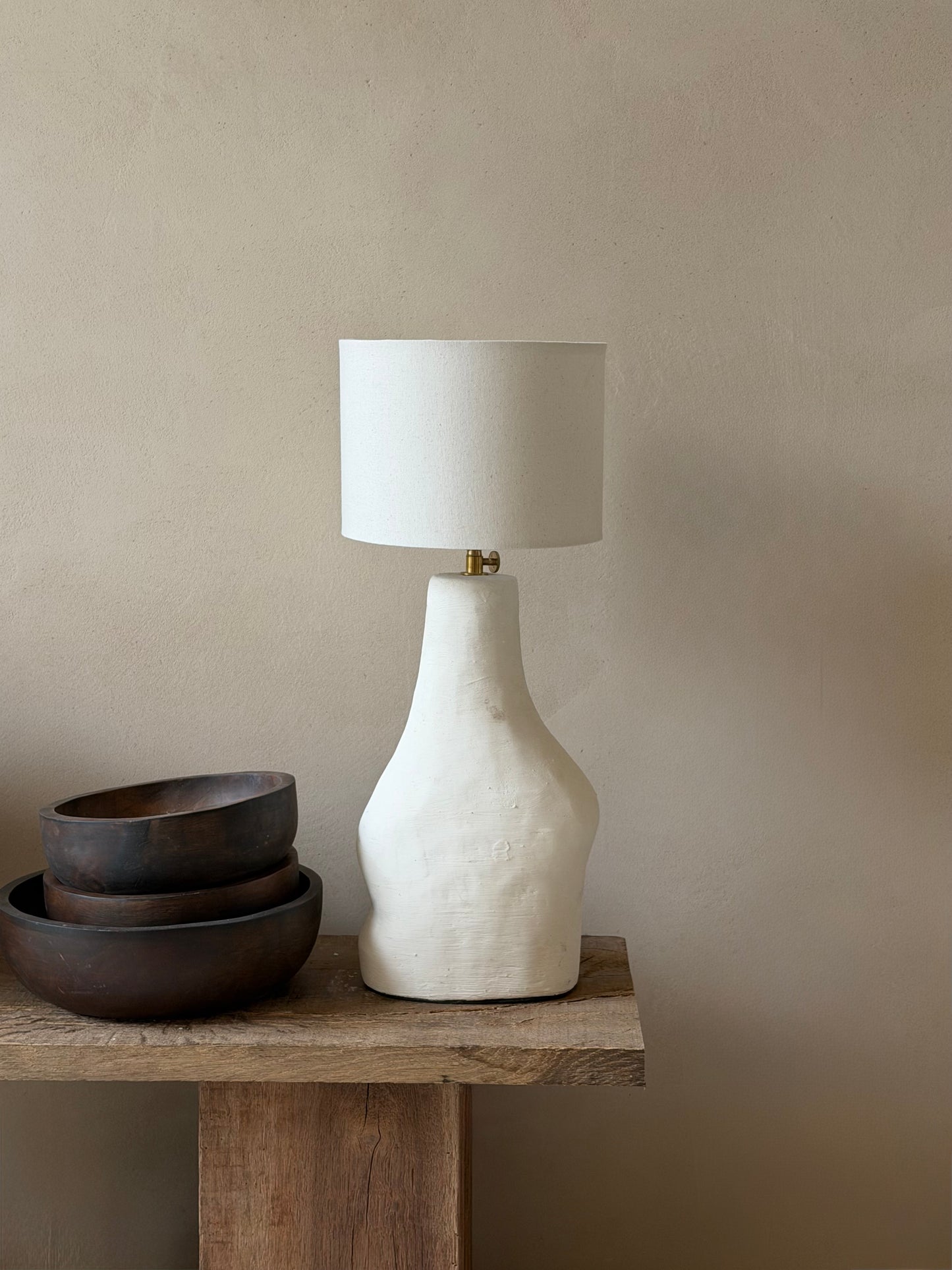 Aardewerk lamp + lampenkap