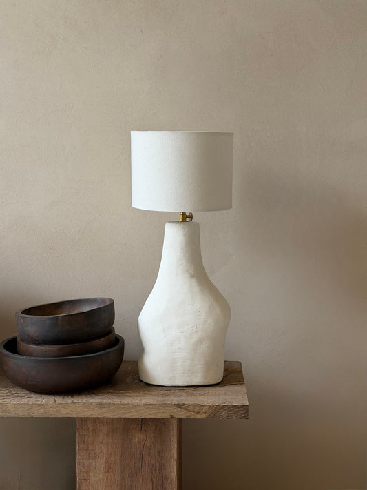 Aardewerk lamp + lampenkap