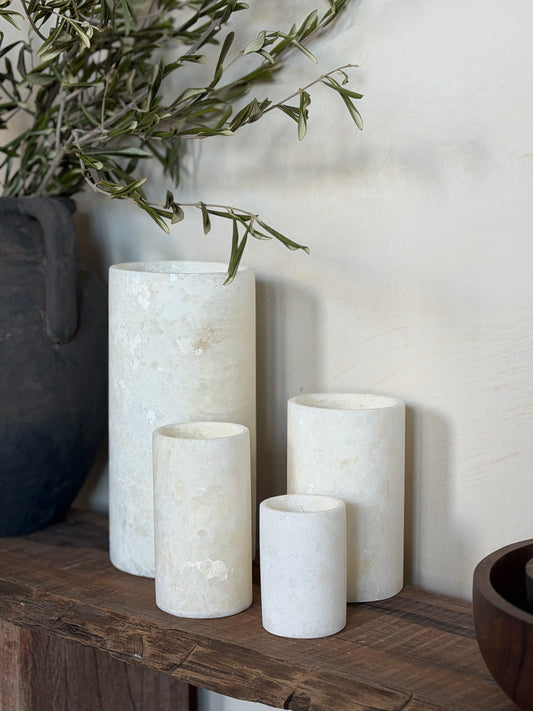 Albasten waxinelichthouder cilinder