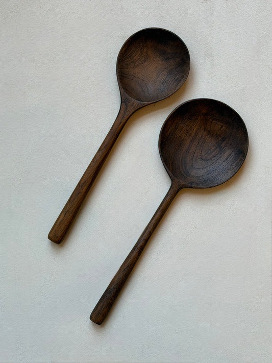 Teakhouten pollepel - set van 2
