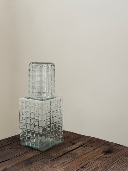 Ruffle glazen nachtkaraffenset met glas
