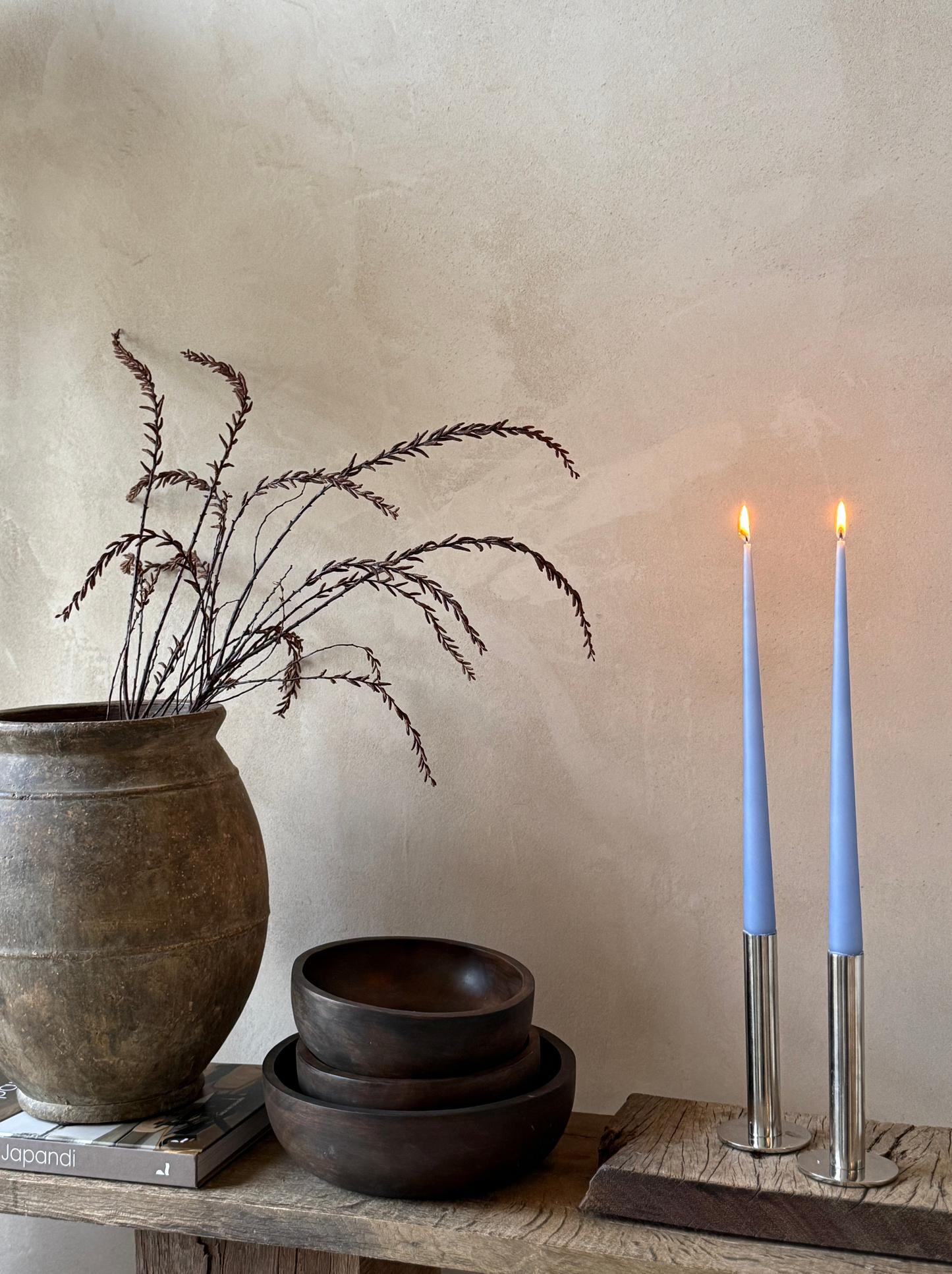 Blauwe dinerkaarsen set