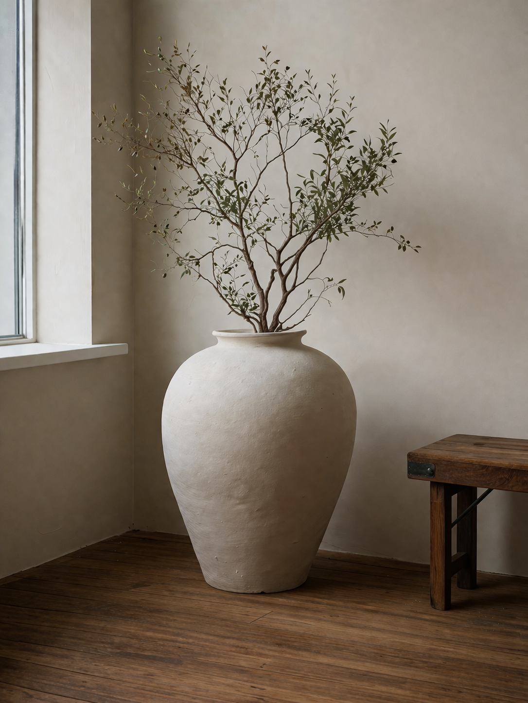 KYOMI — grote beige vloervaas
