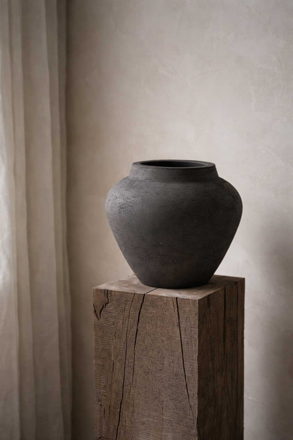 NOOR — donkerbruine vaas met structuur