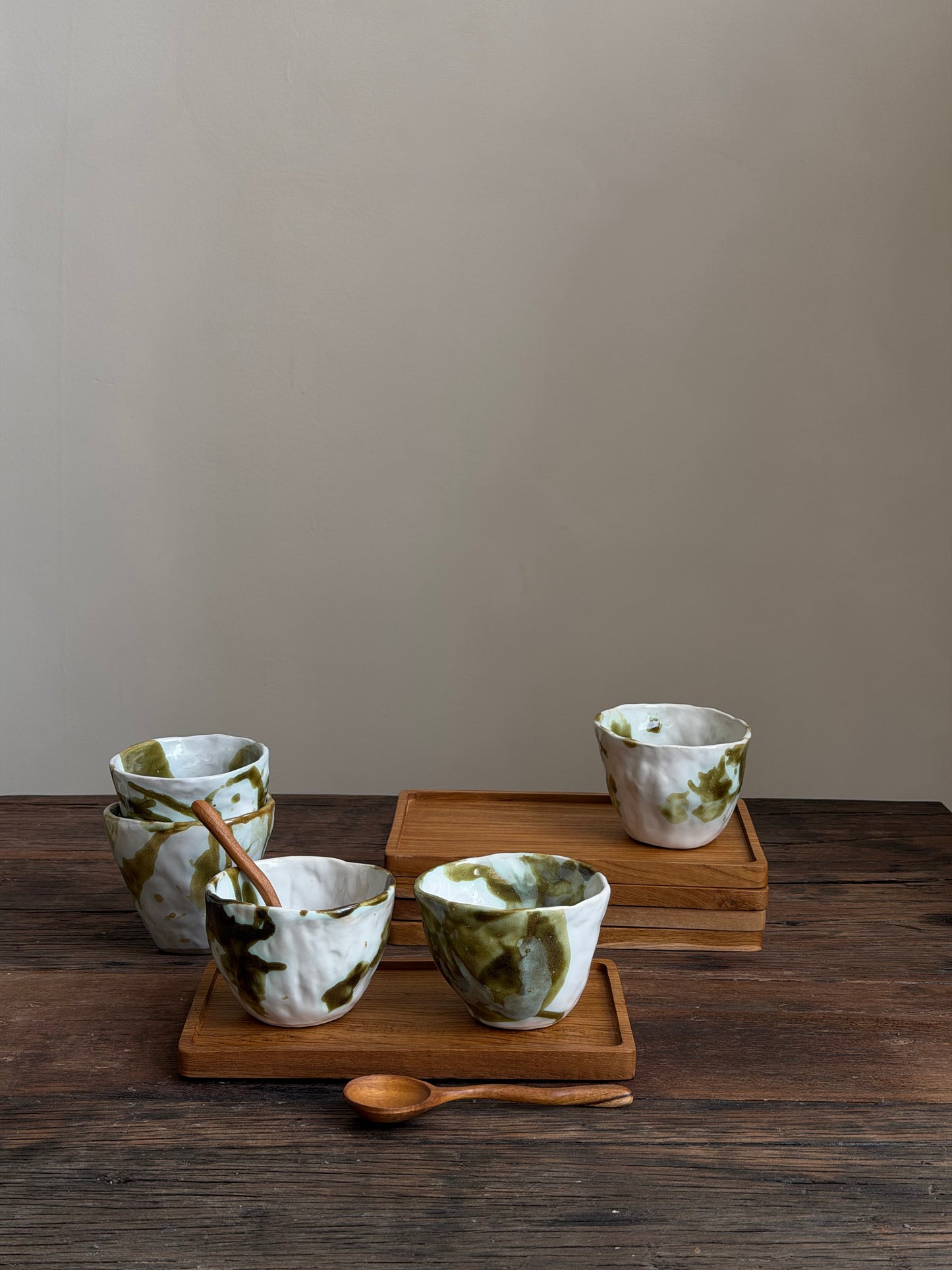 Aesthetic mok wit met groen - XL