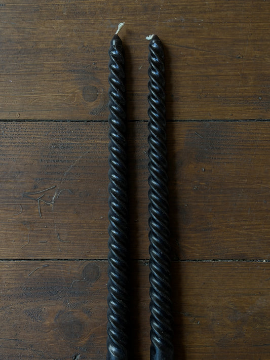 Swirl zwarte dinerkaarsen — set van 2
