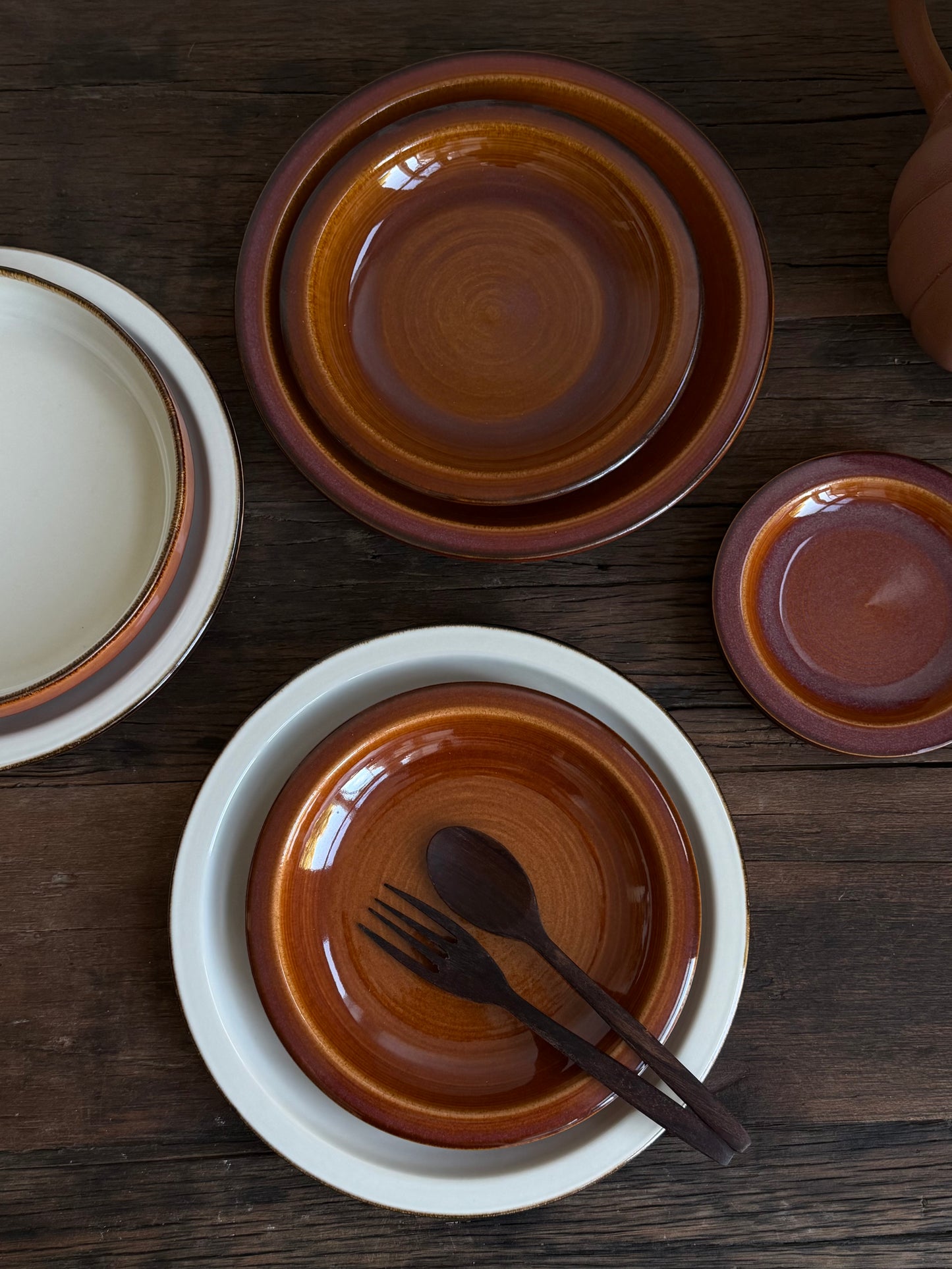 Salade/dessert bord — terracotta oranje