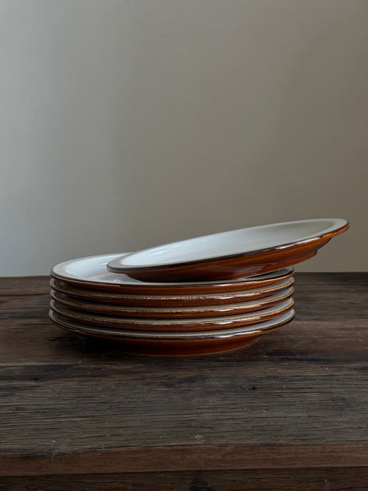 Dinerbord - wit & terracotta oranje