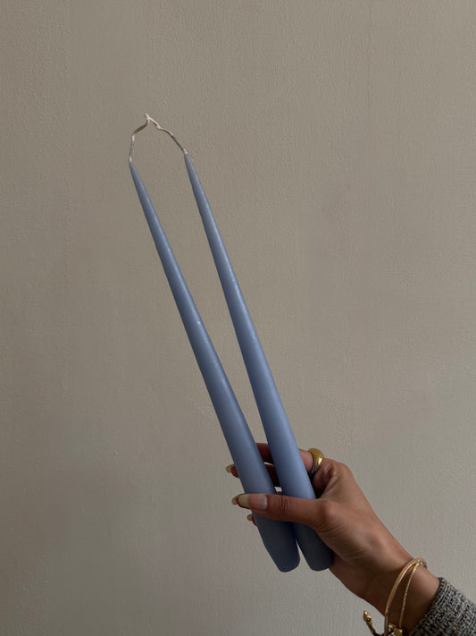 Blauwe dinerkaarsen set