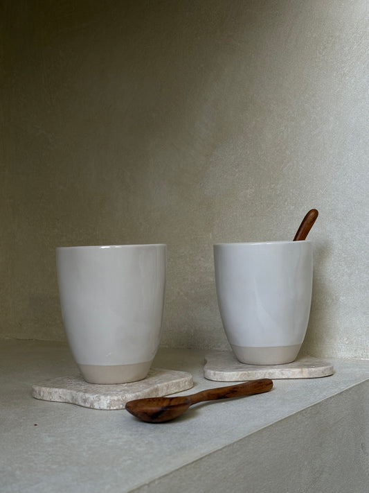 beige mok zonder oor (set van 2)