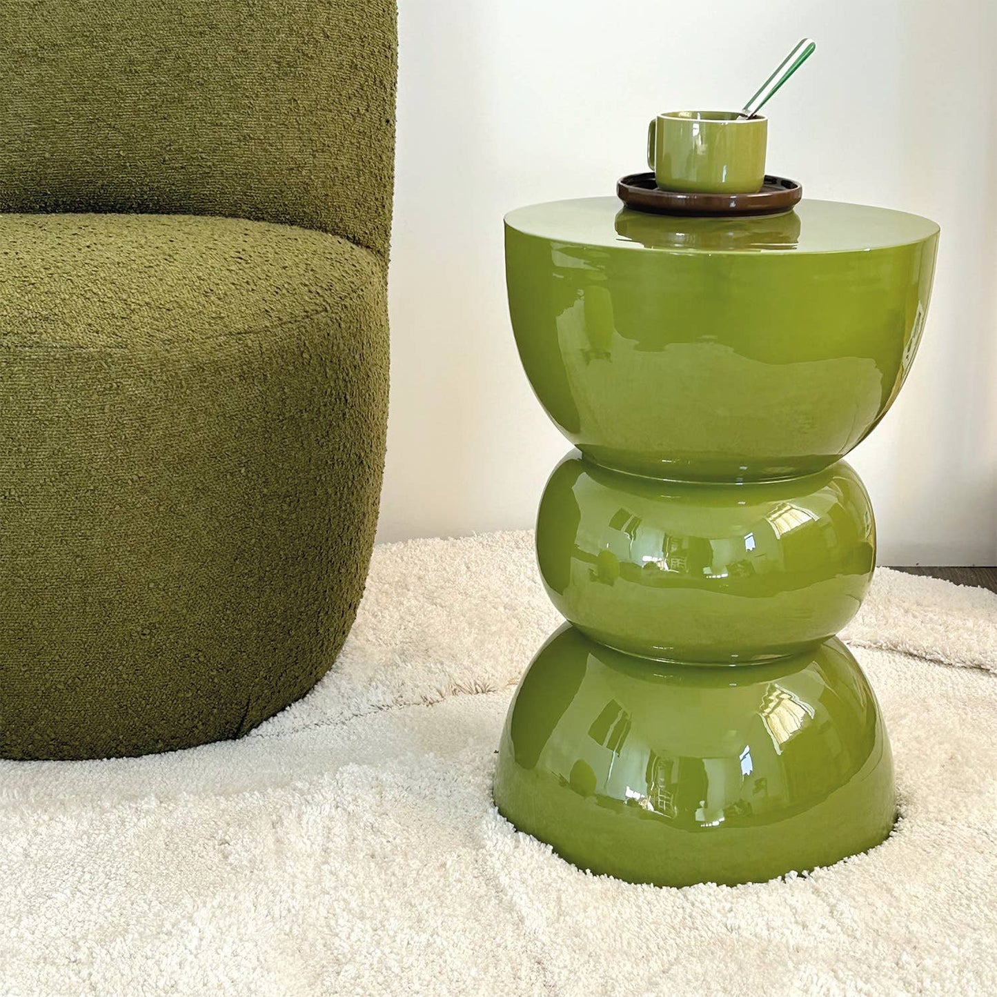 Khaki chic kopje met bijpassend bruin schoteltje D12 H7,5 cm