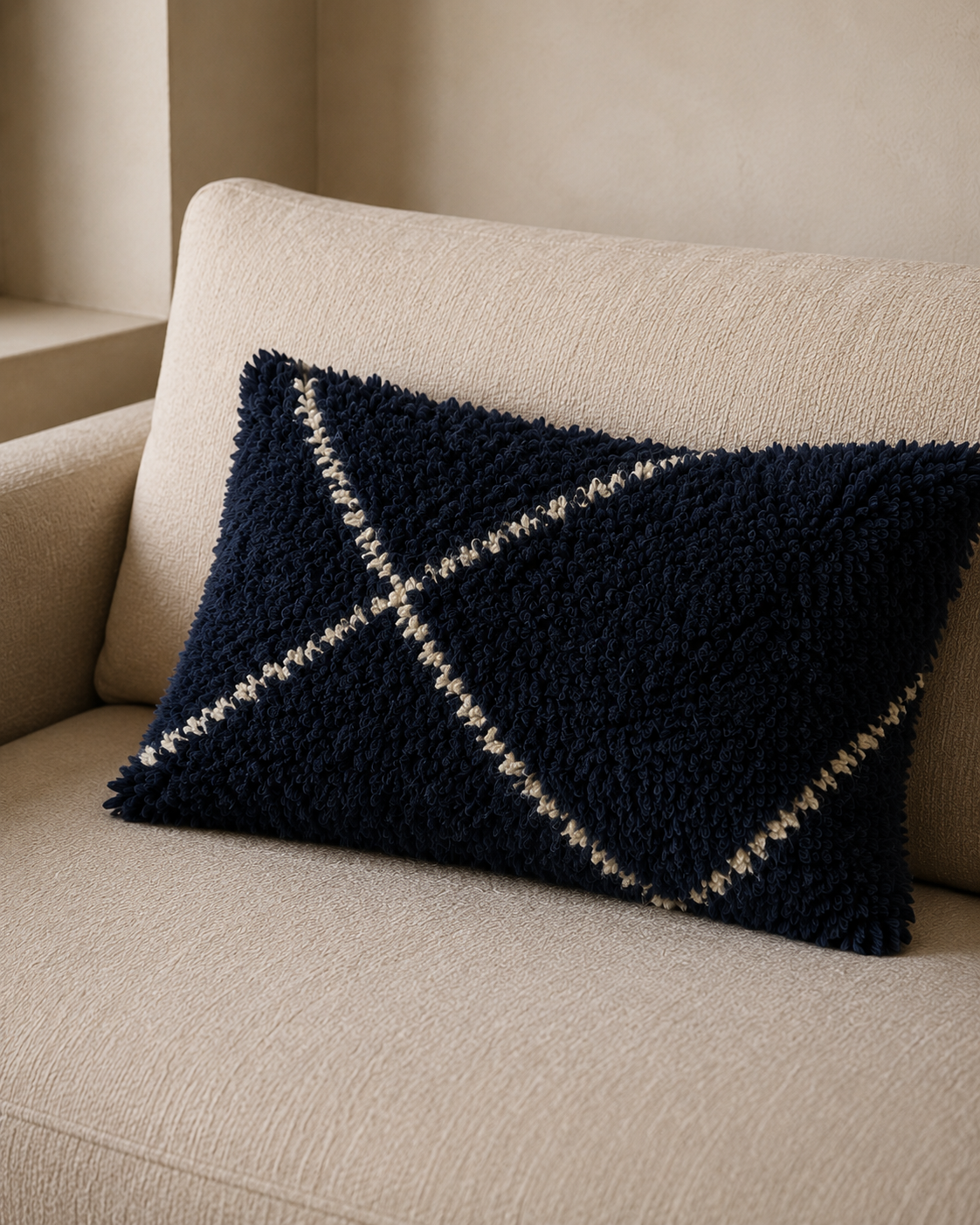 Teddy kussenhoes donkerblauw
