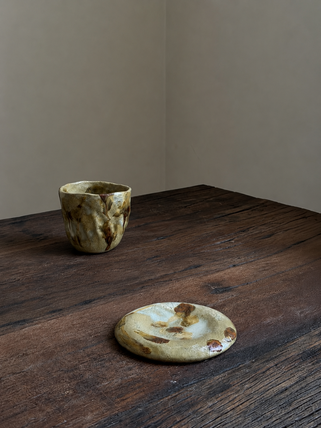 Olijfgroene/donkerbruine onderzetter - Aesthetic