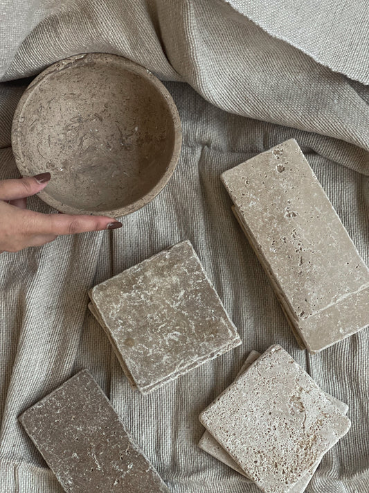 Travertin onderzetters